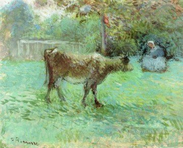 Cattle Cow Bull Painting - the cowherd Camille Pissarro
